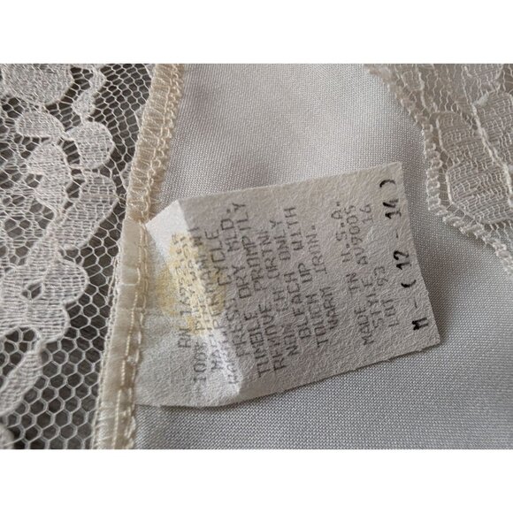 Vintage Ivory Lace Nightshirt Medium 12-14 Polyester With Floral Trim New - Picture 6 of 11